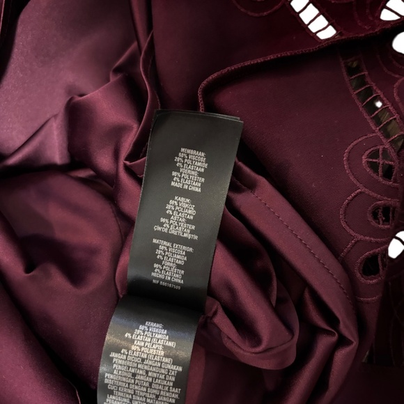 Ted Baker London | Women's Burgundy Lace Detail Cocktail Dress - Picture 8 of 9